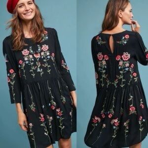 Vadim Elegant Black Floral Long Sleeve Dress size small